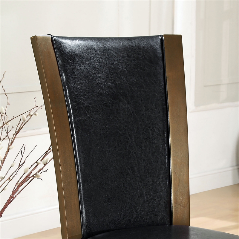 Furniture of America Waverly Faux Leather Side Chair in Brown Cherry (Set of 2)
