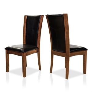 Furniture of America Waverly Faux Leather Side Chair in Brown Cherry (Set of 2)