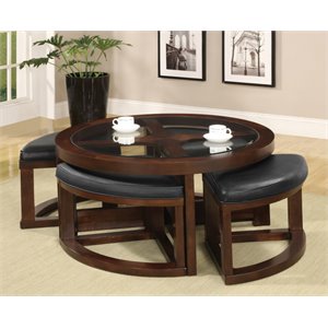 furniture of america barker wood 5-piece coffee table set in dark walnut