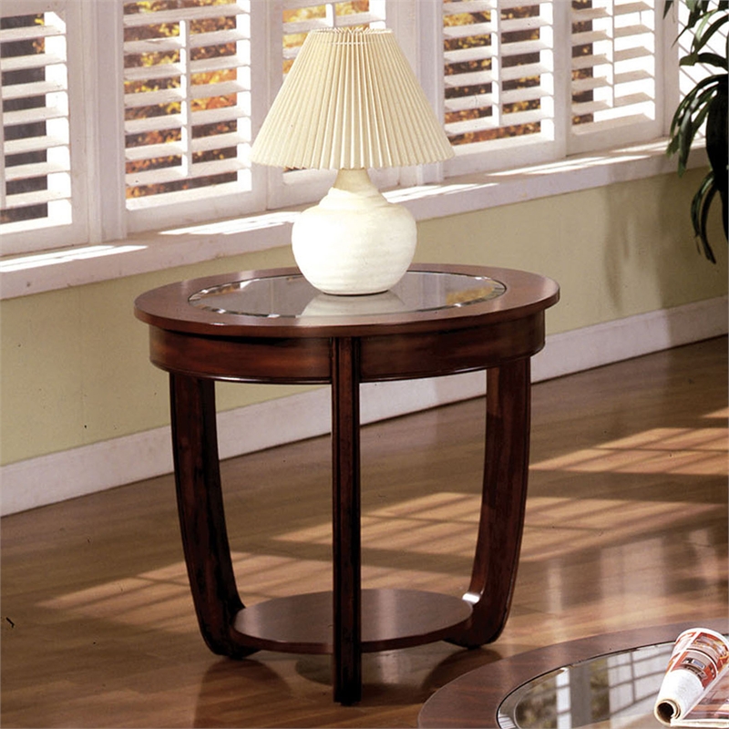 Furniture of America Tunton Solid Wood 3-Piece Coffee Table Set in Dark Cherry