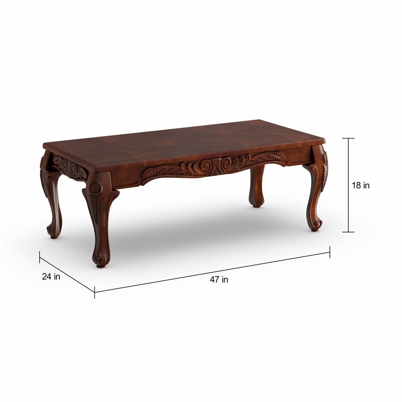 Furniture of America Alice Solid Wood 3-Piece Coffee Table Set in Dark Cherry