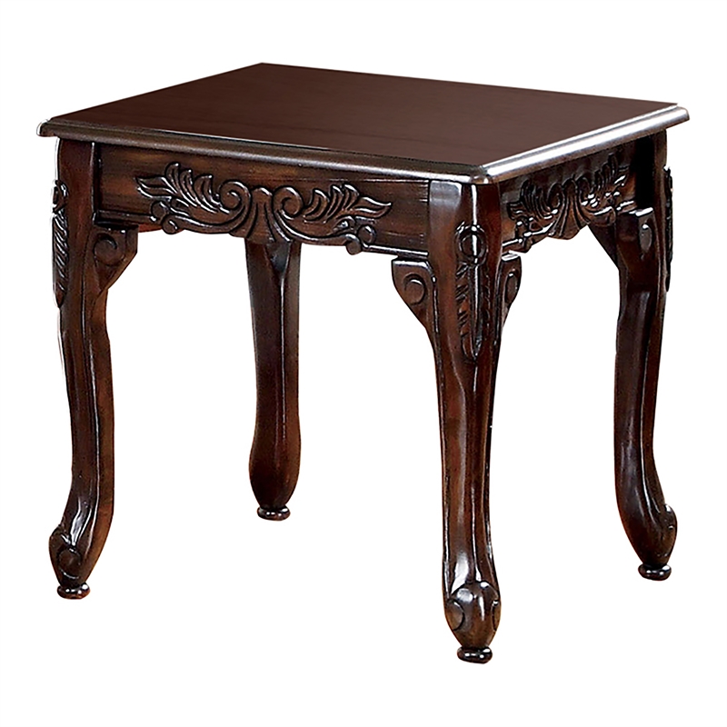 Furniture of America Alice Solid Wood 3-Piece Coffee Table Set in Dark Cherry