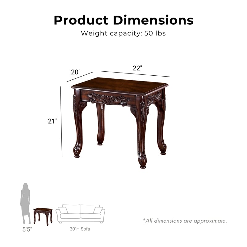 Furniture of America Alice Solid Wood 3-Piece Coffee Table Set in Dark Cherry