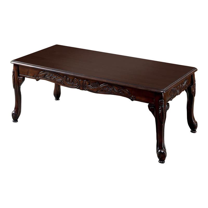 Furniture of America Alice Solid Wood 4-Piece Coffee Table Set in Dark Cherry