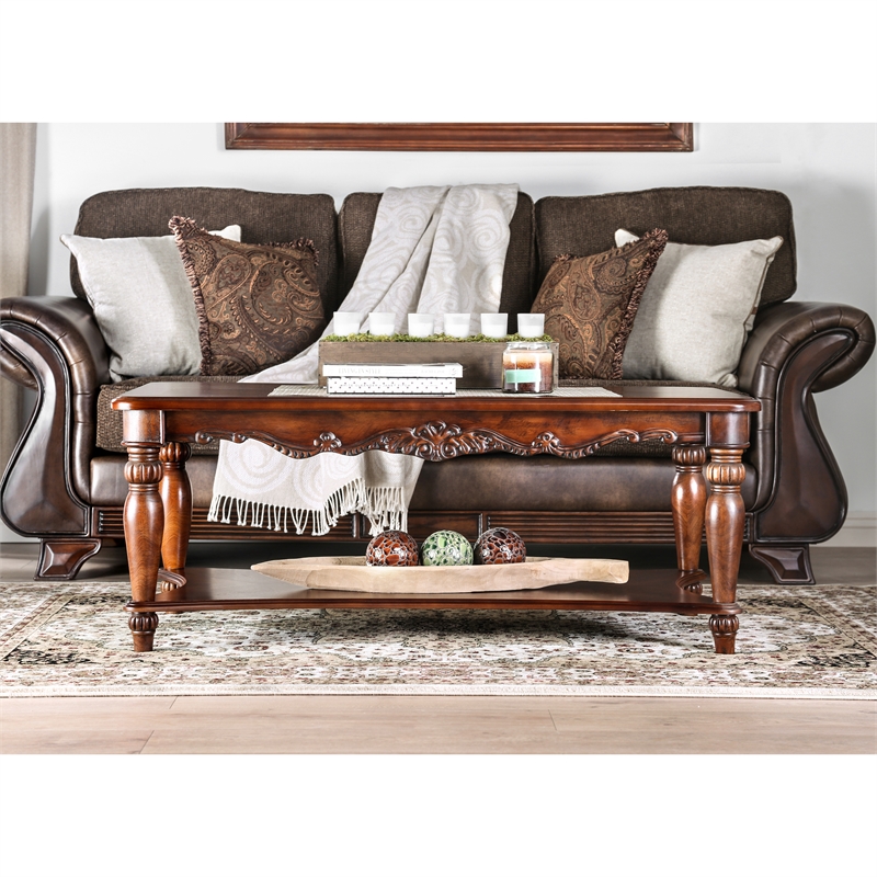 Furniture of America Garner Traditional Wood 4-Piece Coffee Table Set in Cherry