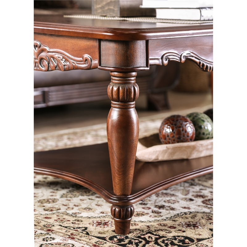 Furniture of America Garner Traditional Wood 4-Piece Coffee Table Set in Cherry