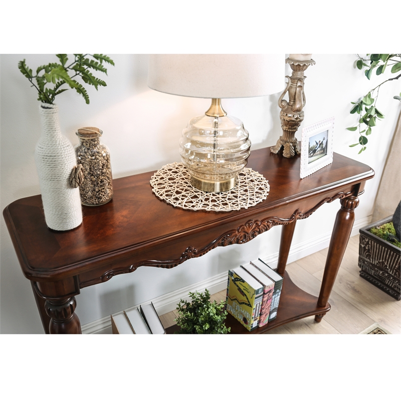 Furniture of America Garner Traditional Wood 4-Piece Coffee Table Set in Cherry