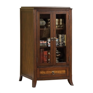 furniture of america dorinda solid wood 3-shelf cabinet in brown cherry