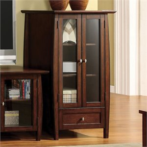 furniture of america doyel transitional wood 3-shelf cabinet in cherry