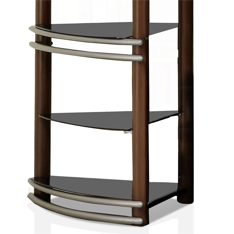 Furniture of America Abello Contemporary Metal 5-Shelf Curio Cabinet in Brown