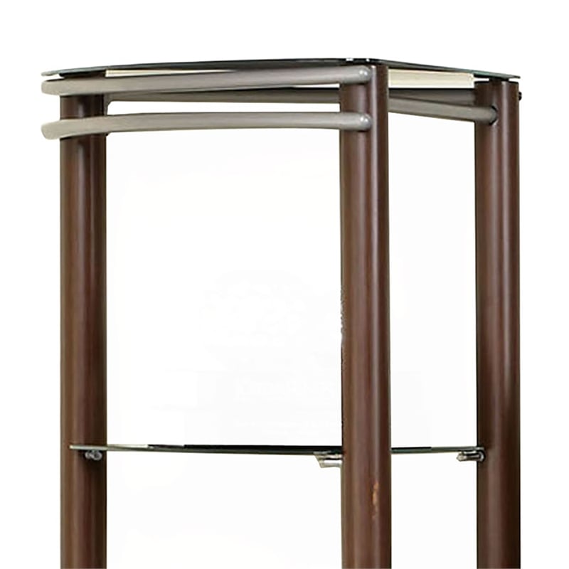 Furniture of America Abello Contemporary Metal 5-Shelf Curio Cabinet in Brown
