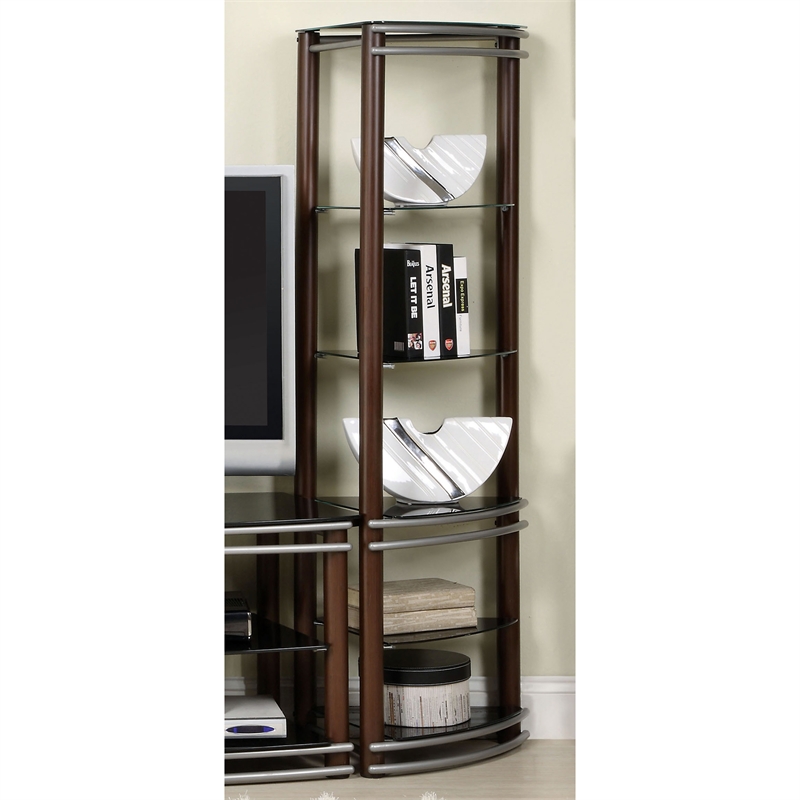 Furniture of America Abello Contemporary Metal 5-Shelf Curio Cabinet in Brown