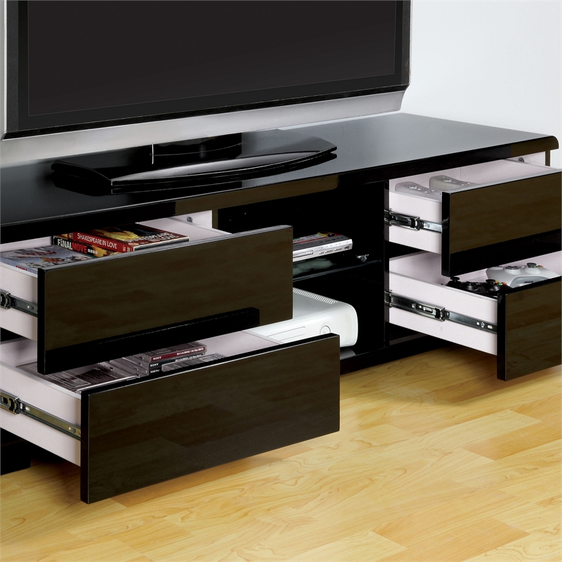 Furniture of America Nye Modern Wood 4-Drawer TV Stand in Black