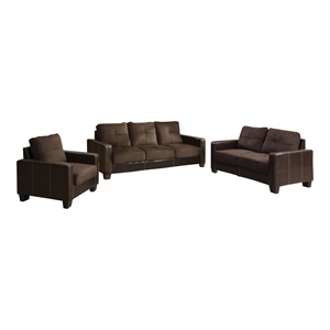 furniture of america sayorni 3 piece contemporary microfiber and faux leather sofa set