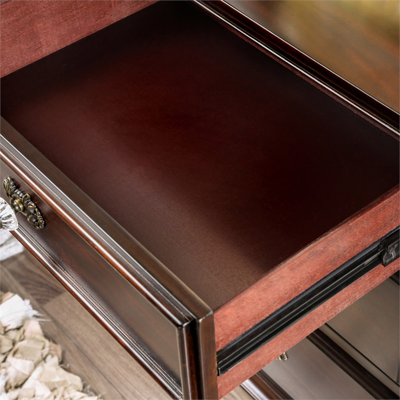 FOA Damos 3pc Dark Walnut Solid Wood Bedroom Set - King + Nightstand + Chest