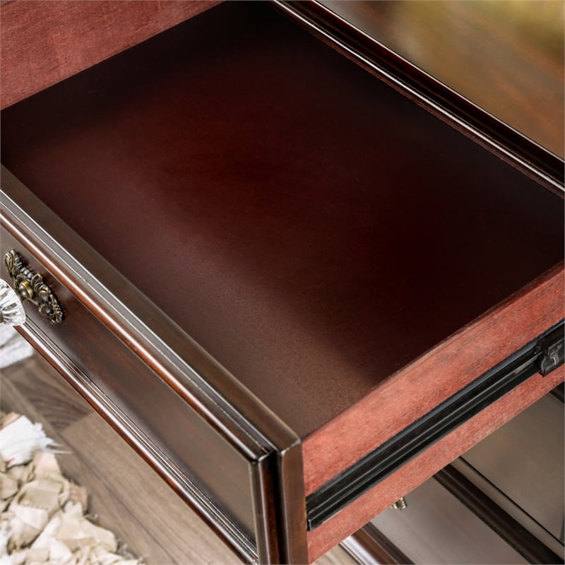 FOA Damos 2pc Dark Walnut Solid Wood Bedroom Set - Queen + Nightstand