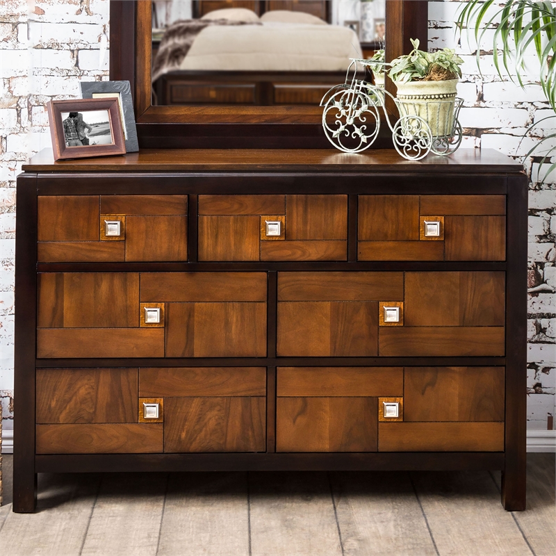 Furniture of America Delia Transitional Wood 7-Drawer Dresser in Walnut
