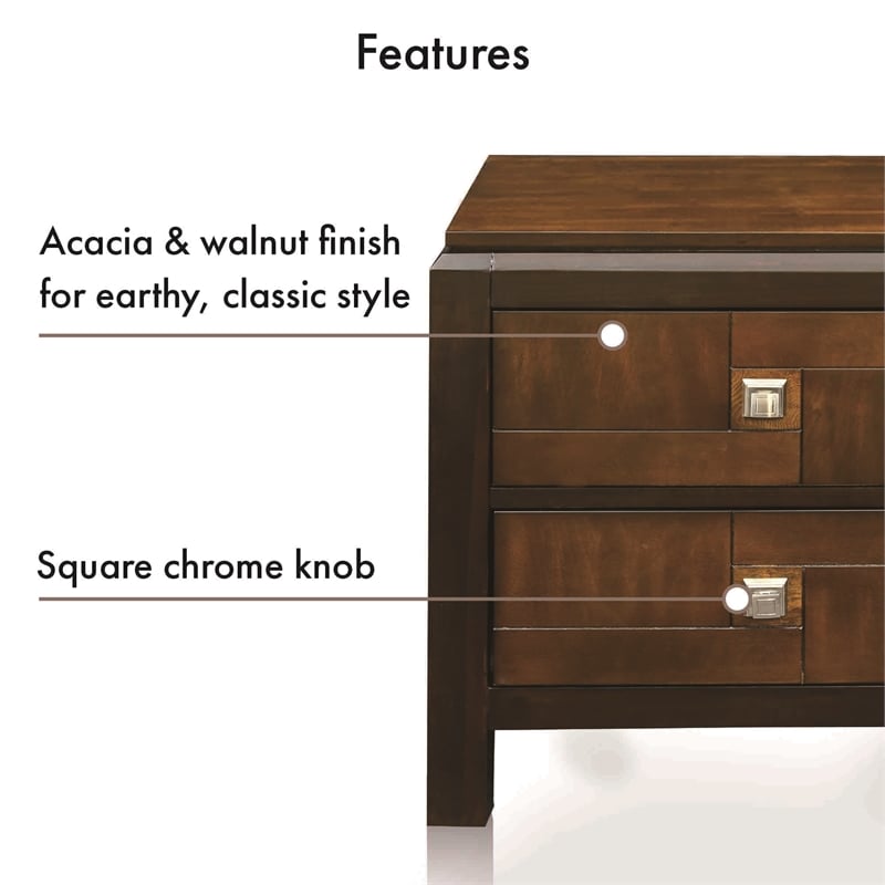 FOA Delia 2pc Walnut Transitional Wood Panel Bedroom Set - King + Nightstand