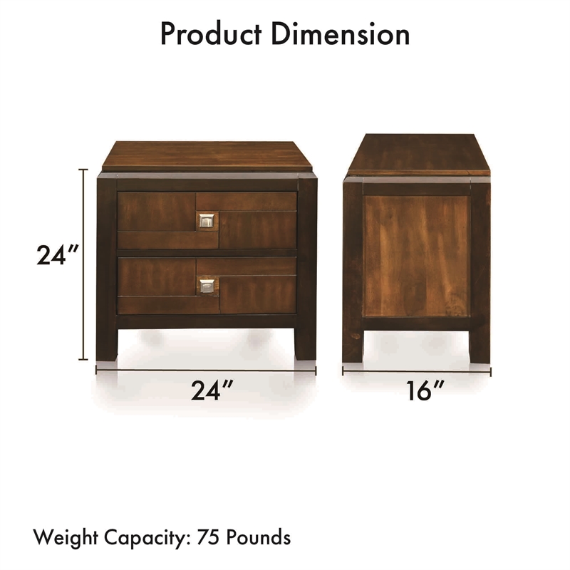 FOA Delia 2pc Walnut Transitional Wood Panel Bedroom Set - King + Nightstand