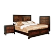 FOA Delia 3pc Walnut Wood Panel Bedroom Set - King + Nightstand + Chest