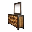 FOA Delia 4pc Walnut Wood Panel Bedroom Set - King+Nightstand+Dresser+Mirror
