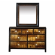 FOA Delia 4pc Walnut Wood Panel Bedroom Set - King+Nightstand+Dresser+Mirror