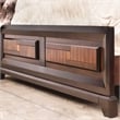 FOA Delia 4pc Walnut Wood Panel Bedroom Set - King+Nightstand+Dresser+Mirror