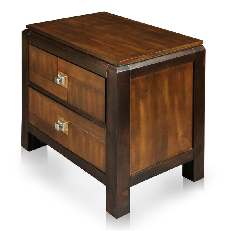 Furniture of America Delia Transitional Wood 2-Drawer Nightstand in Walnut