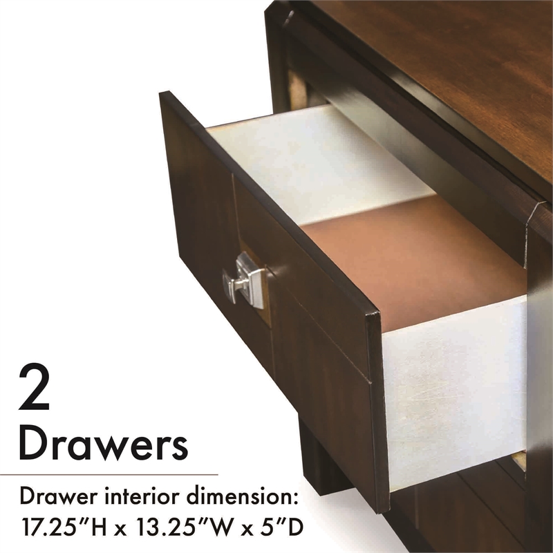 FOA Delia 2pc Walnut Transitional Wood Panel Bedroom Set - Queen + Nightstand