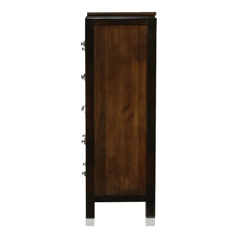 FOA Delia 3pc Walnut Wood Panel Bedroom Set - Queen + Nightstand + Chest
