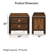FOA Delia 3pc Walnut Wood Panel Bedroom Set - Queen + Nightstand + Chest