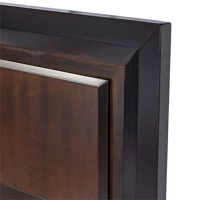 FOA Delia 4pc Walnut Wood Panel Bedroom Set - Queen+Nightstand+Dresser+Mirror