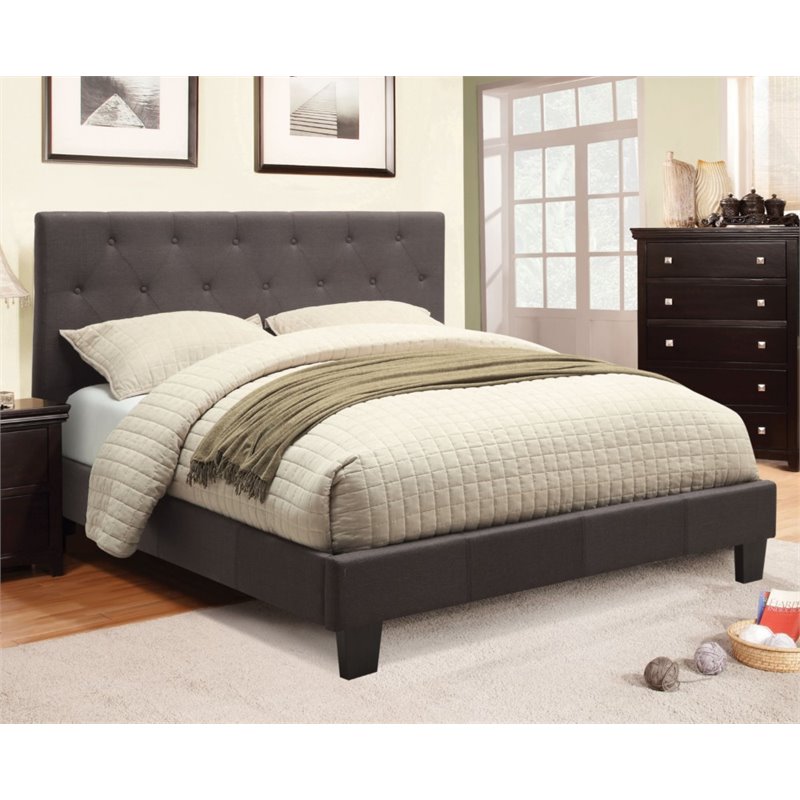 Furniture Of America Warscher 2 Piece Upholstered King Bedroom Set In Gray