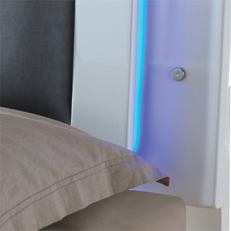 FOA Rayland 2pc Glossy White Wood Bedroom Set - King + Nightstand