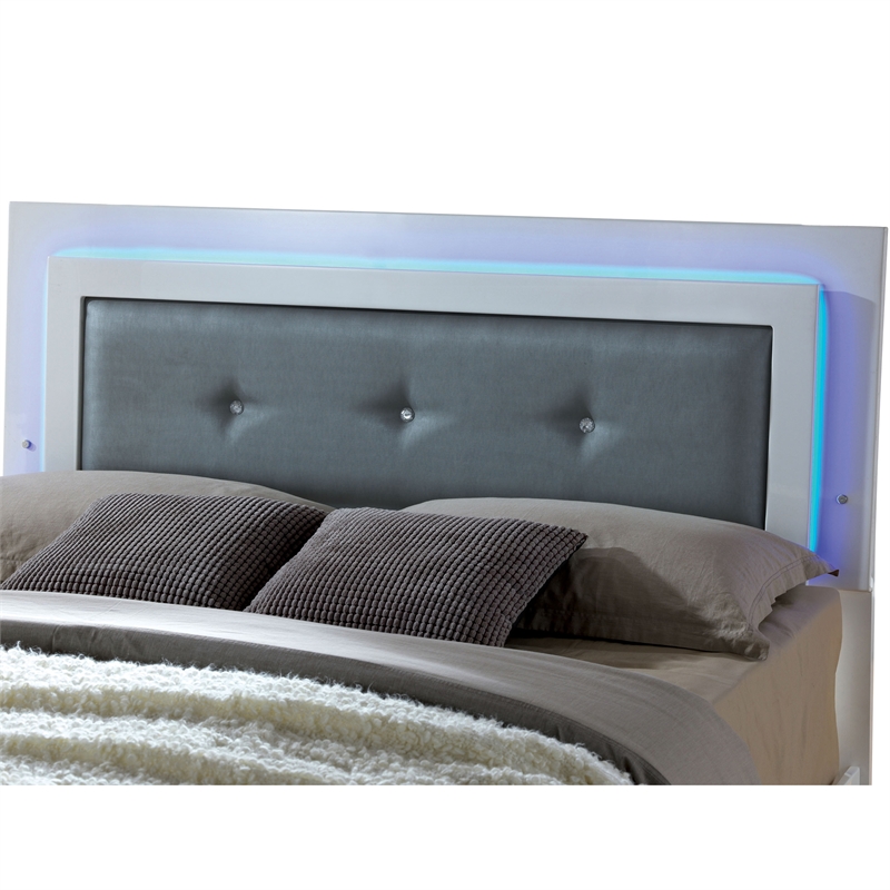 FOA Rayland 2pc Glossy White Wood Bedroom Set - Full + Nightstand