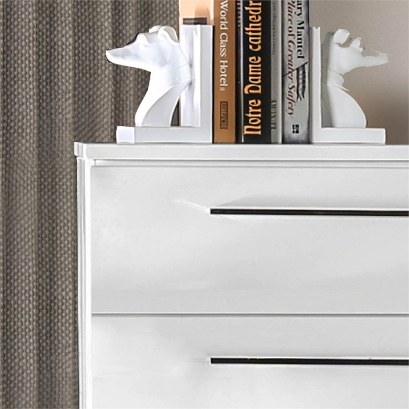 FOA Rayland 3pc Glossy White Wood Bedroom Set - Full + Nightstand + Chest