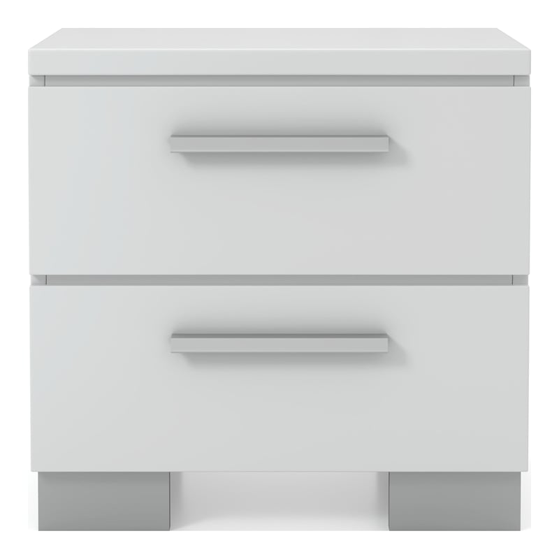 FOA Rayland 3pc Glossy White Wood Bedroom Set - Queen + Nightstand + Chest