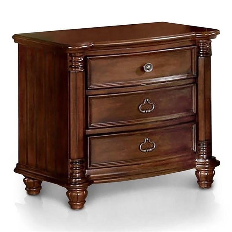 Furniture of America Noreen Transitional Solid Wood 3Drawer Nightstand