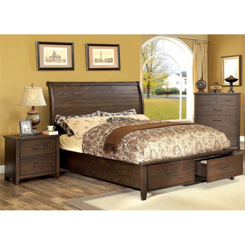 Furniture Of America Bell 2 Piece California King Sleigh Bedroom Set In Espresso