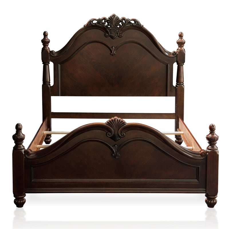 FOA Ruben 3pc Cherry Wood Panel Bedroom Set - Cal King + Nightstand + Chest