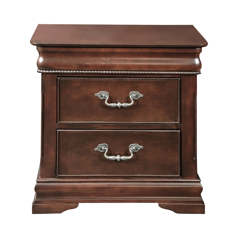 FOA Ruben 3pc Cherry Wood Panel Bedroom Set - Cal King + Nightstand + Chest