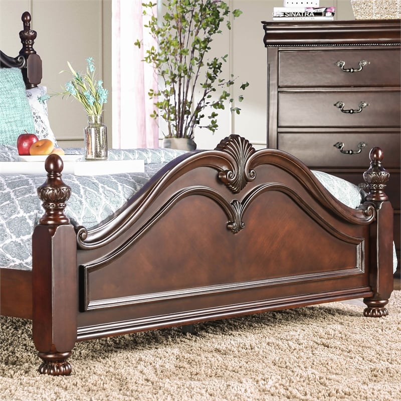 FOA Ruben 3pc Cherry Wood Panel Bedroom Set - Cal King + Nightstand + Chest