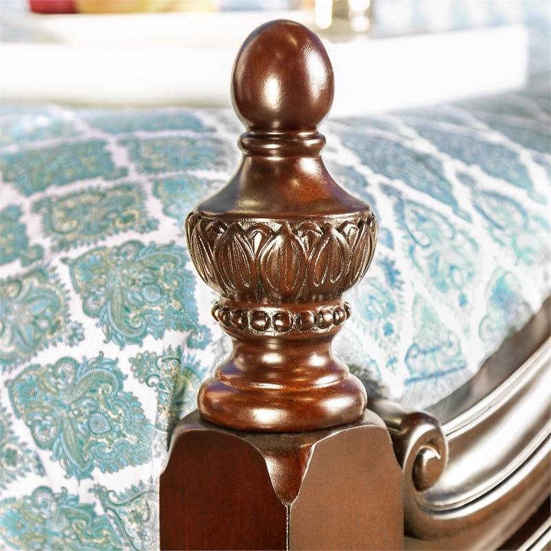 FOA Ruben 3pc Cherry Wood Panel Bedroom Set - Cal King + Nightstand + Chest