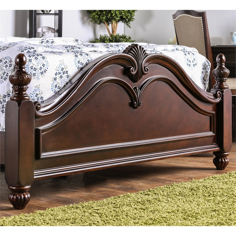 FOA Ruben 3pc Cherry Wood Panel Bedroom Set - King + Nightstand + Chest
