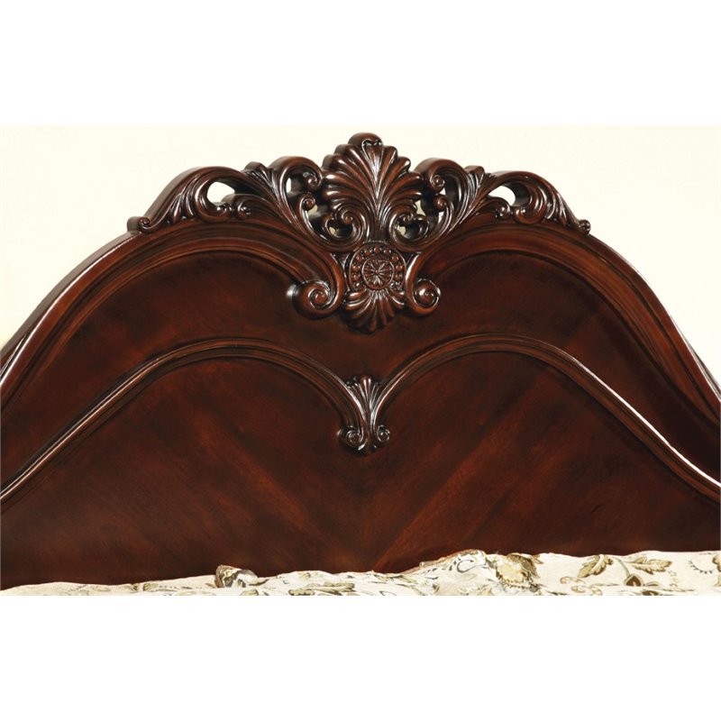 FOA Ruben 3pc Cherry Wood Panel Bedroom Set - King + Nightstand + Chest