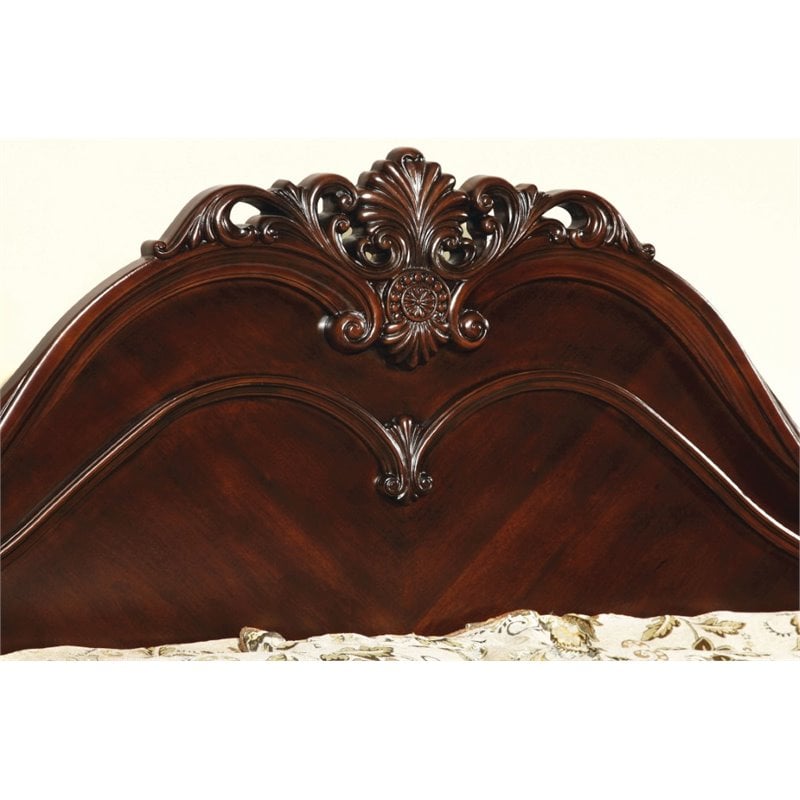 FOA Ruben 2pc Cherry Solid Wood Panel Bedroom Set - Queen + Nightstand