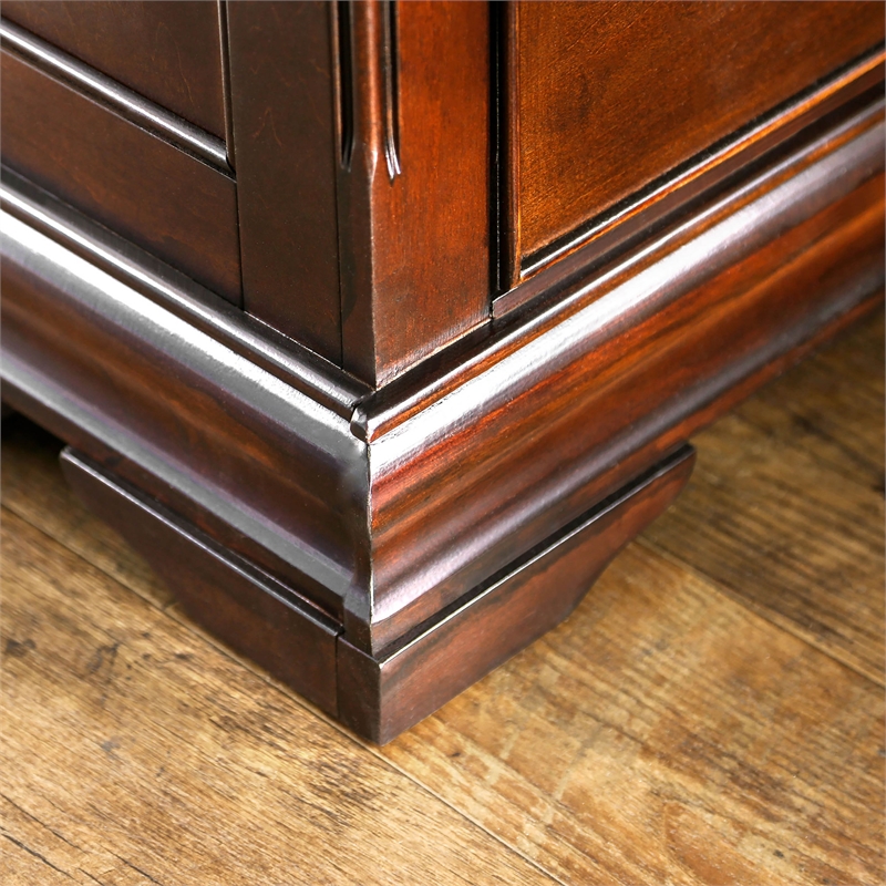 FOA Ruben 3pc Cherry Wood Panel Bedroom Set - Queen + Nightstand + Chest
