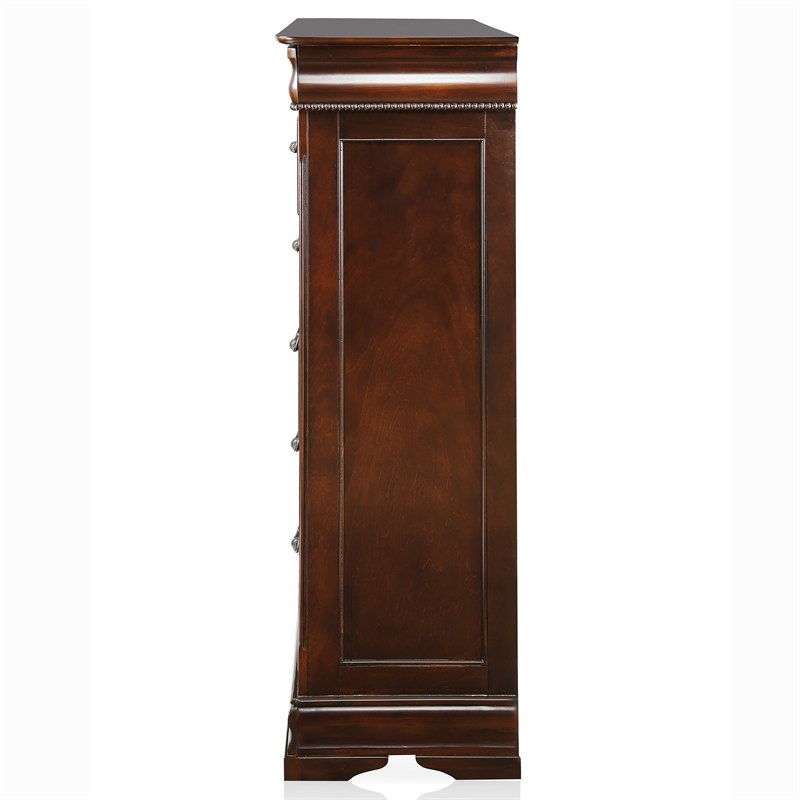FOA Ruben 3pc Cherry Wood Panel Bedroom Set - Queen + Nightstand + Chest