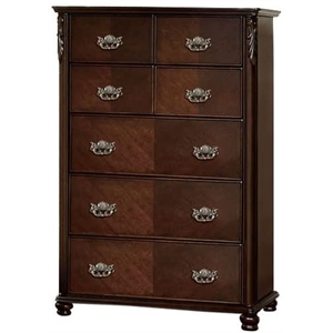 furniture of america obbentry solid wood 7-drawer chest in brown cherry