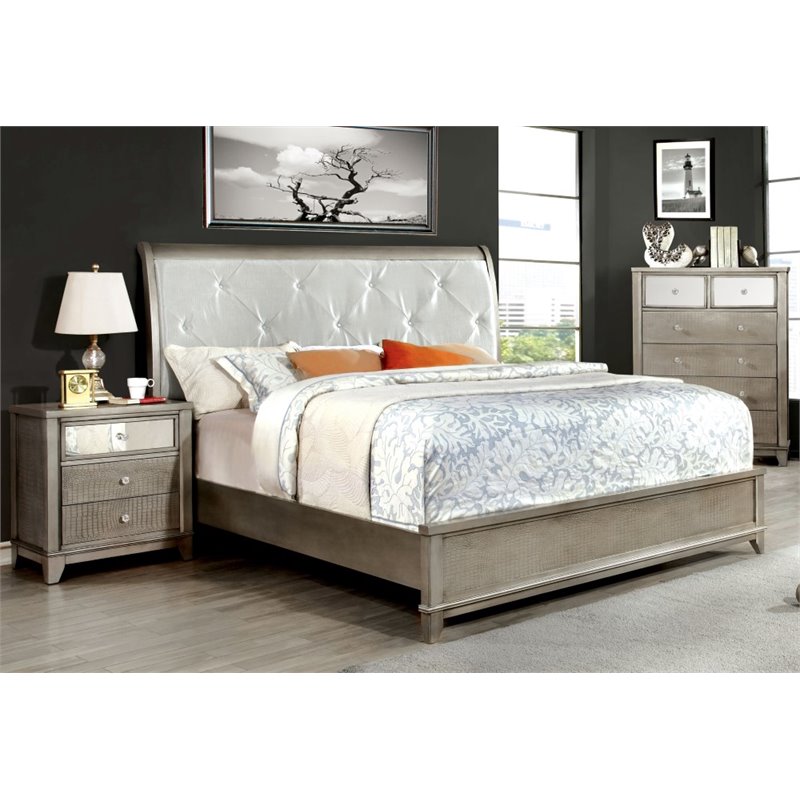 Furniture Of America Lilliane 3 Piece Queen Sleigh Bedroom Set In Espresso